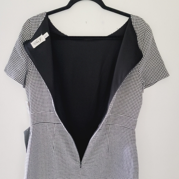 NWT ELIZA J short sleeves ruffle sheath dress black and white - Picture 6 of 9